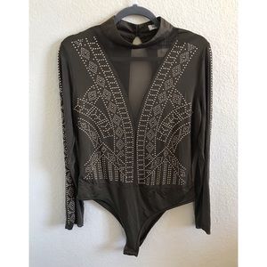 Olive embellished bodysuit